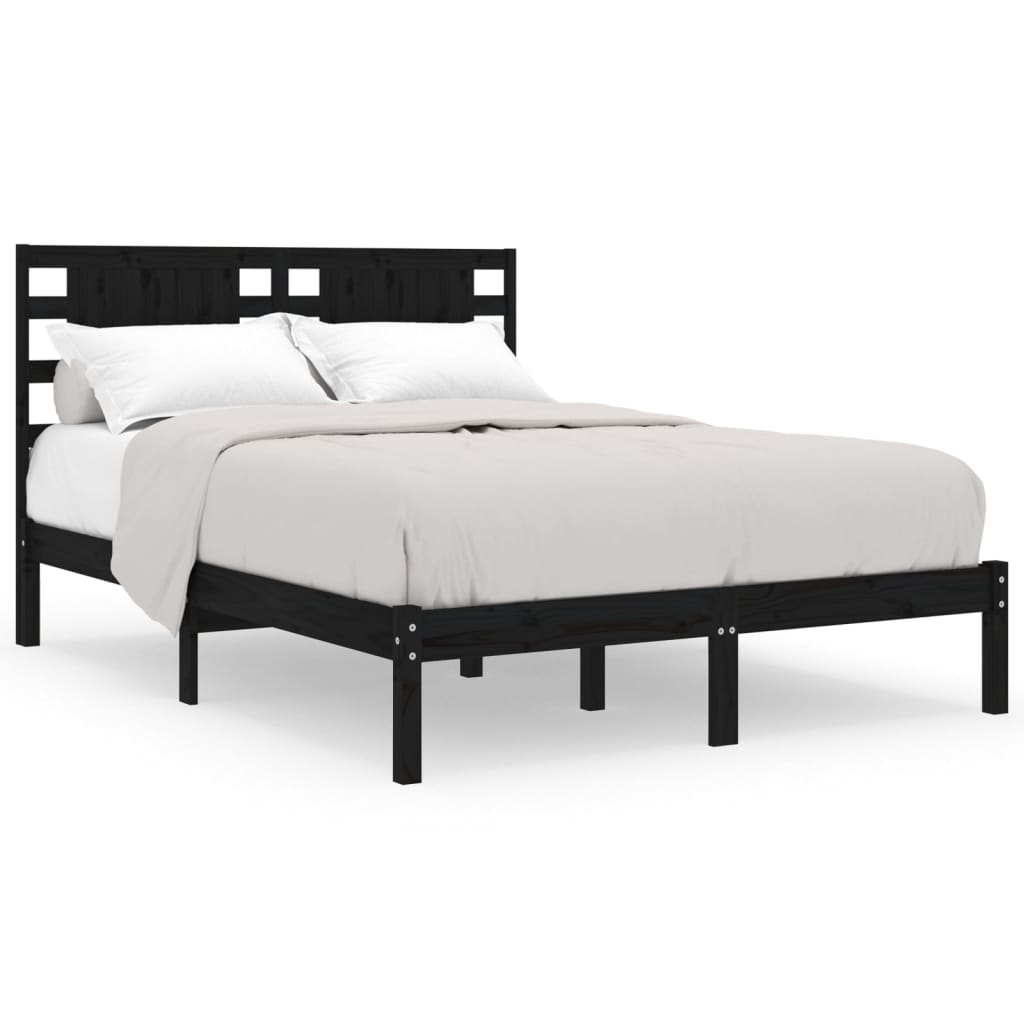 Bedframe massief grenenhout zwart 140x190 cm is nu te koop bij PeponiXL, paradijselijk wonen!