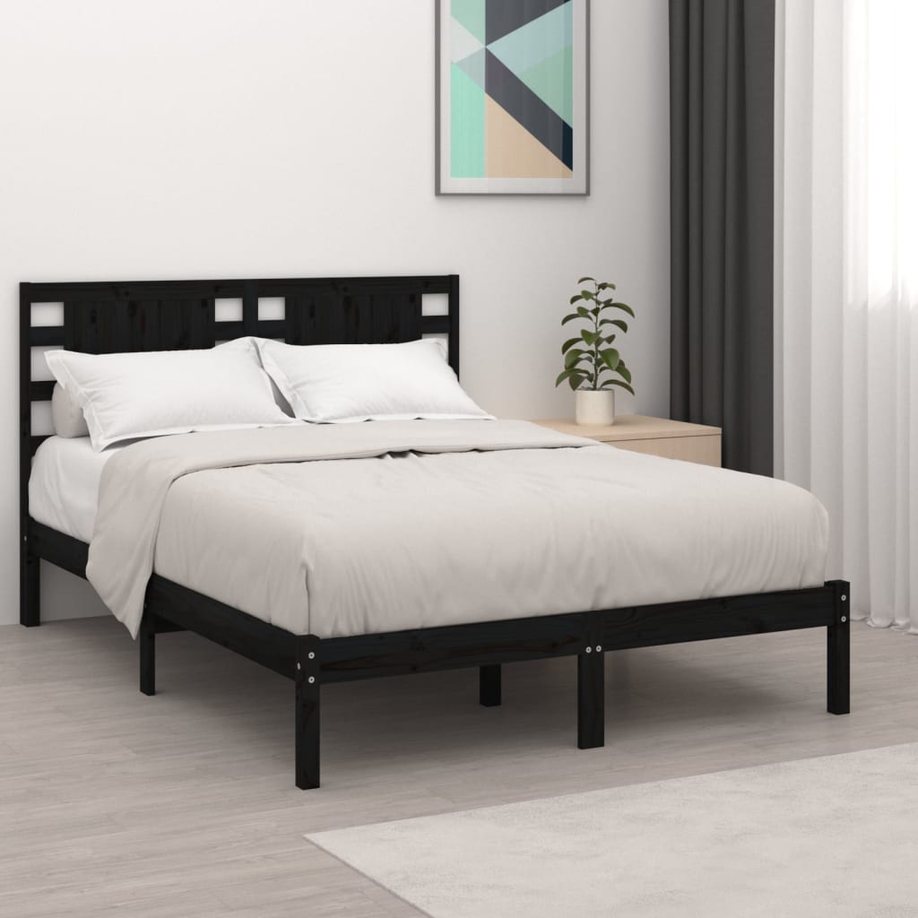Bedframe massief grenenhout zwart 140x190 cm is nu te koop bij PeponiXL, paradijselijk wonen!