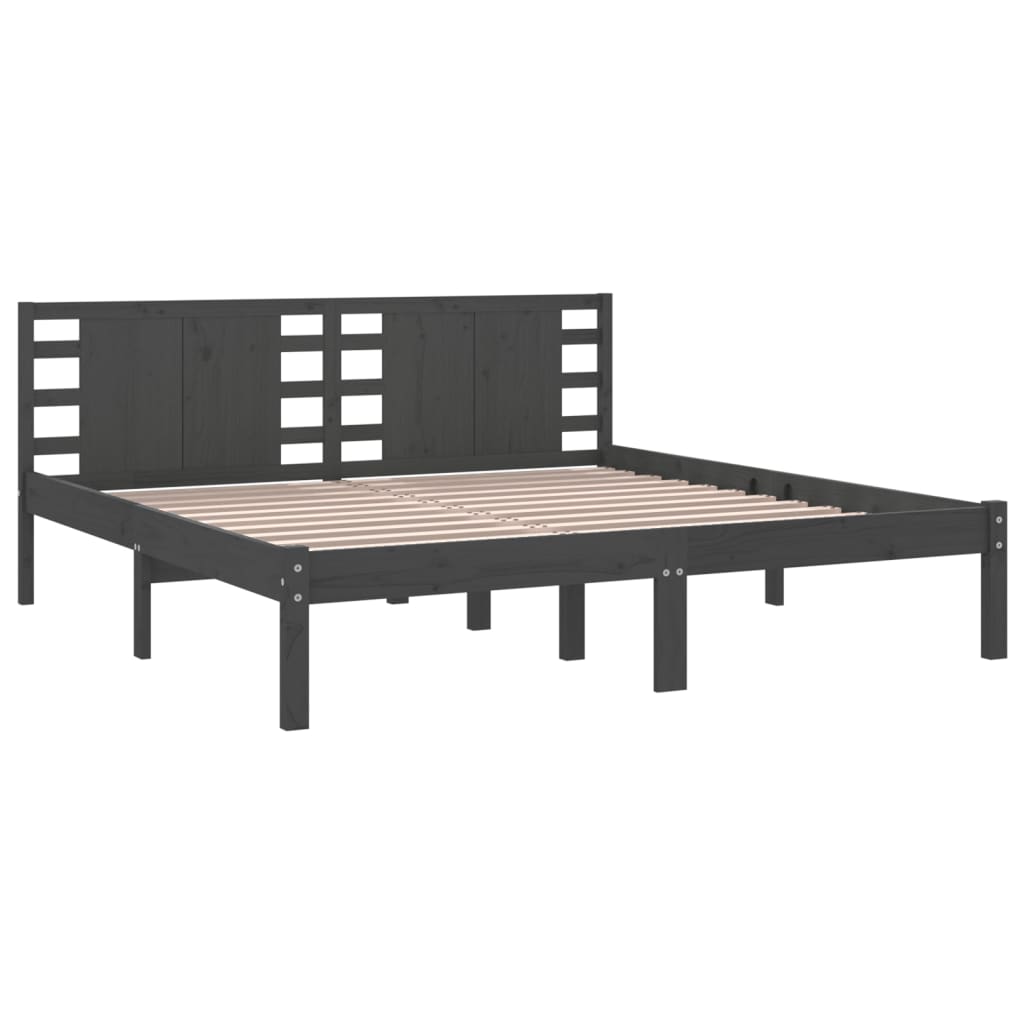 Bedframe massief grenenhout grijs 200x200 cm is nu te koop bij PeponiXL, paradijselijk wonen!