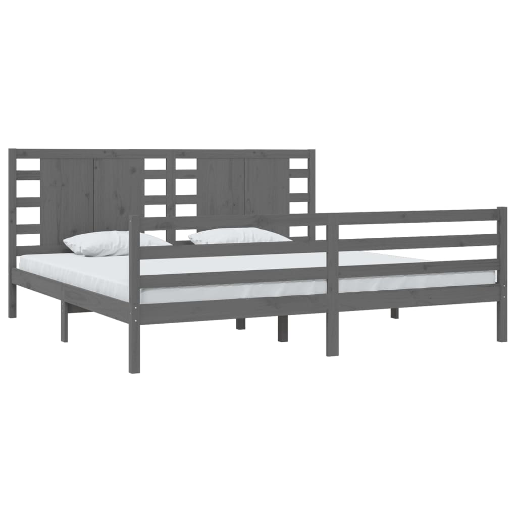 Bedframe massief grenenhout grijs 200x200 cm is nu te koop bij PeponiXL, paradijselijk wonen!