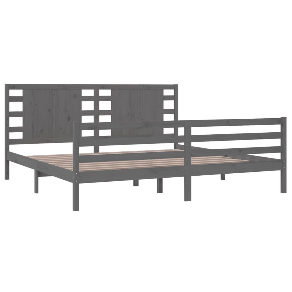 Bedframe massief grenenhout grijs 200x200 cm is nu te koop bij PeponiXL, paradijselijk wonen!