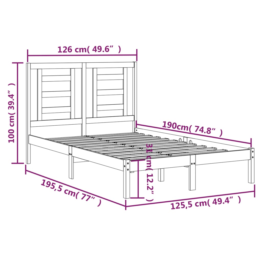 Bedframe massief hout 120x190 cm is nu te koop bij PeponiXL, paradijselijk wonen!