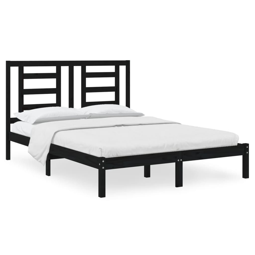 Bedframe massief grenenhout zwart 140x190 cm is nu te koop bij PeponiXL, paradijselijk wonen!