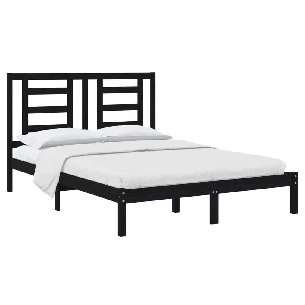 Bedframe massief grenenhout zwart 140x190 cm is nu te koop bij PeponiXL, paradijselijk wonen!
