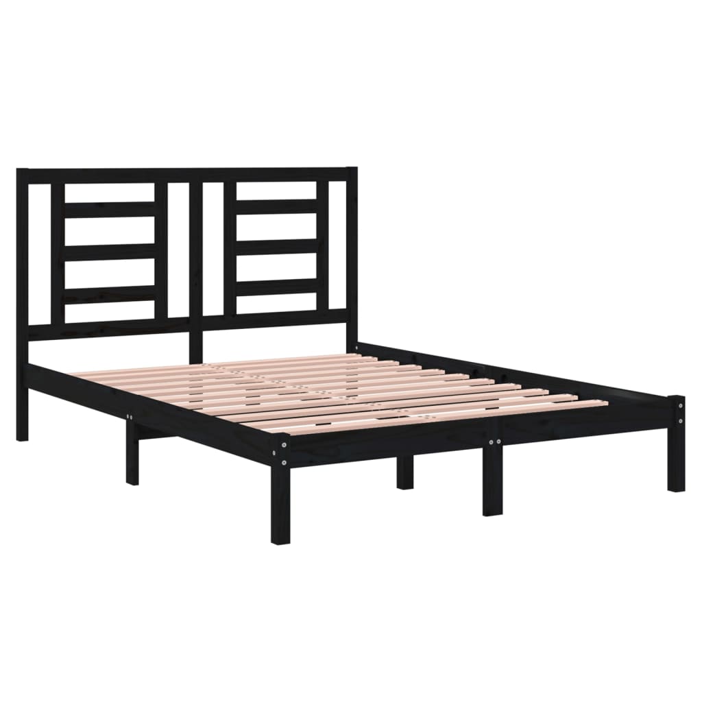 Bedframe massief grenenhout zwart 140x190 cm is nu te koop bij PeponiXL, paradijselijk wonen!