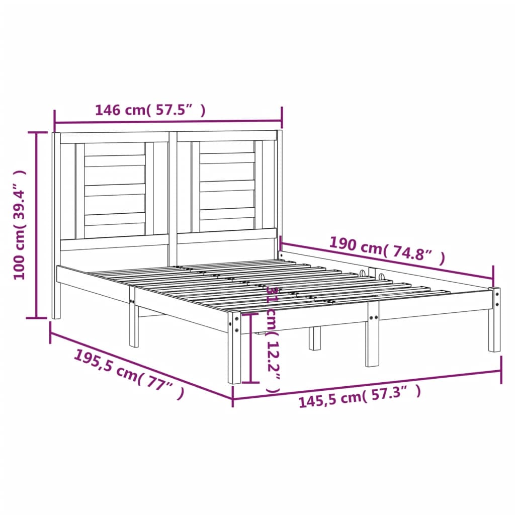 Bedframe massief grenenhout zwart 140x190 cm is nu te koop bij PeponiXL, paradijselijk wonen!