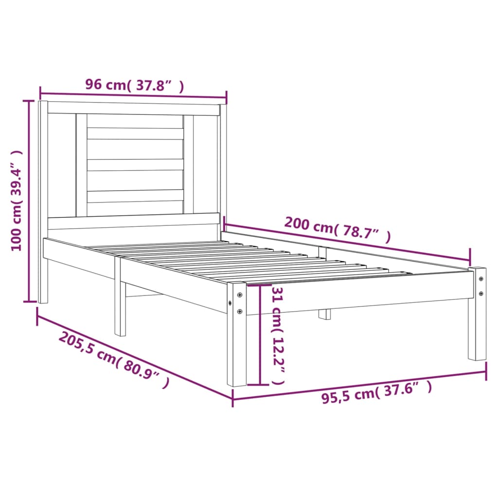 Bedframe zonder matras massief grenenhout wit 90x200 cm is nu te koop bij PeponiXL, paradijselijk wonen!