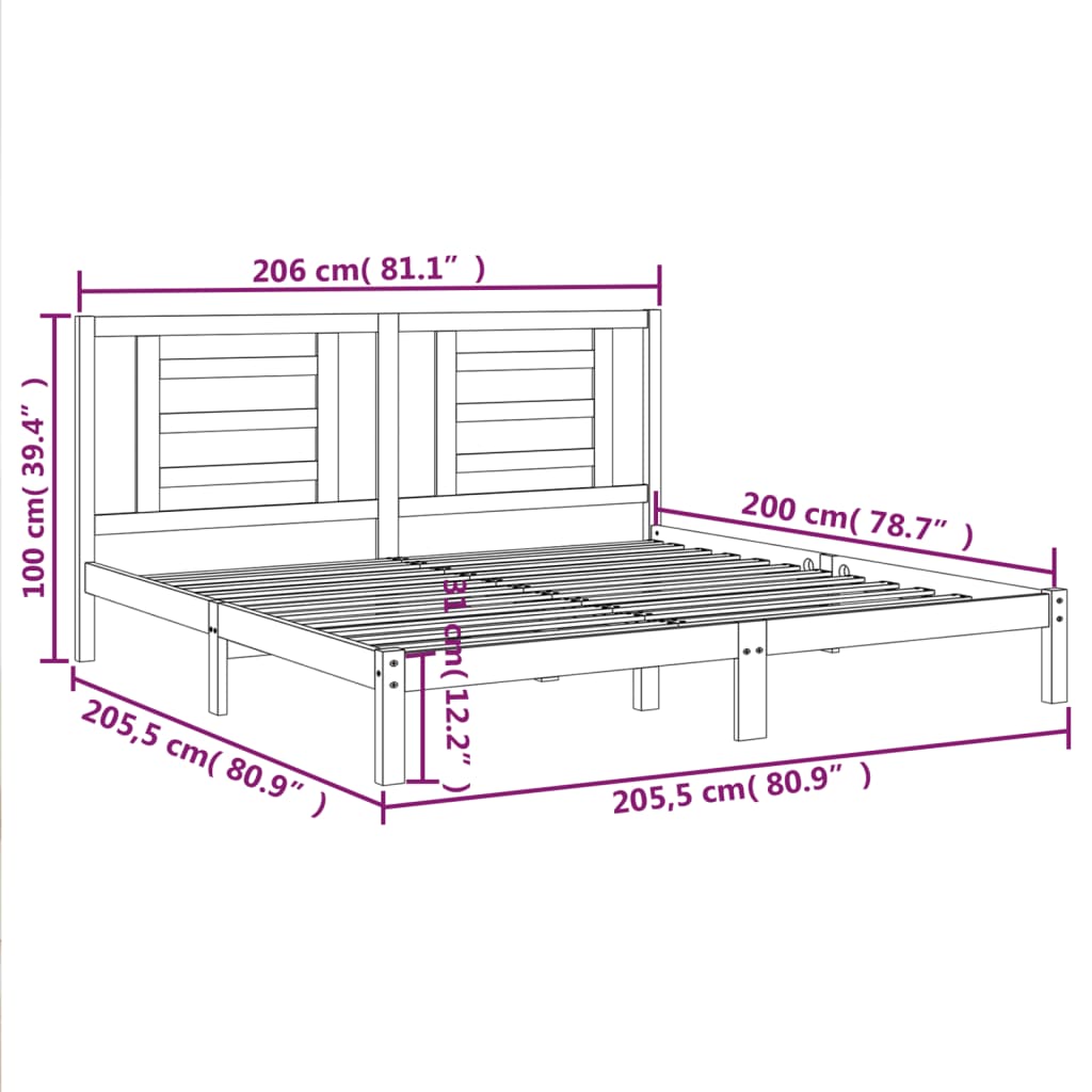 Bedframe zonder matras massief grenenhout wit 200x200 cm is nu te koop bij PeponiXL, paradijselijk wonen!