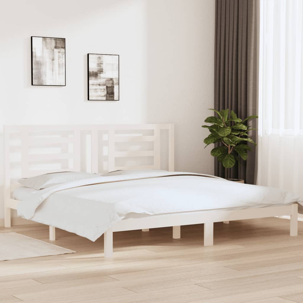Bedframe zonder matras massief grenenhout wit 200x200 cm is nu te koop bij PeponiXL, paradijselijk wonen!