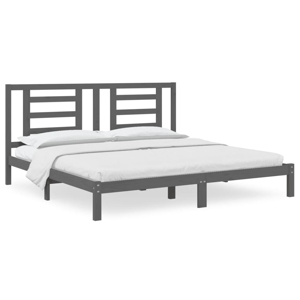 Bedframe massief grenenhout grijs 200x200 cm is nu te koop bij PeponiXL, paradijselijk wonen!