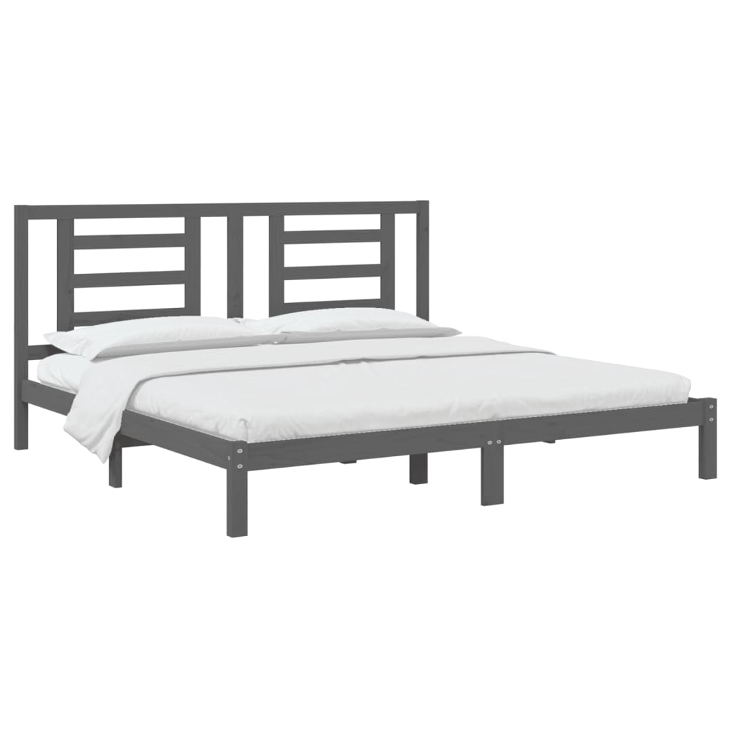 Bedframe massief grenenhout grijs 200x200 cm is nu te koop bij PeponiXL, paradijselijk wonen!