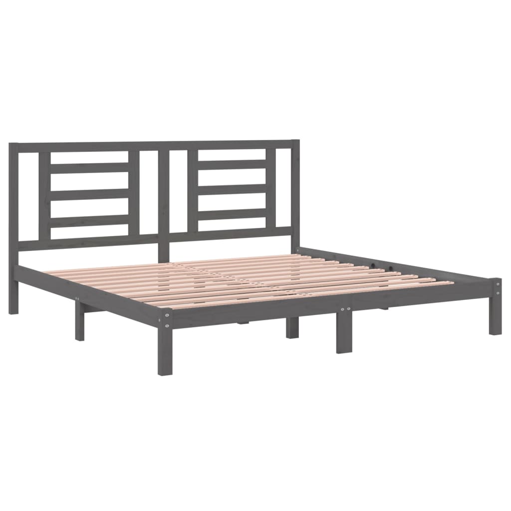 Bedframe massief grenenhout grijs 200x200 cm is nu te koop bij PeponiXL, paradijselijk wonen!