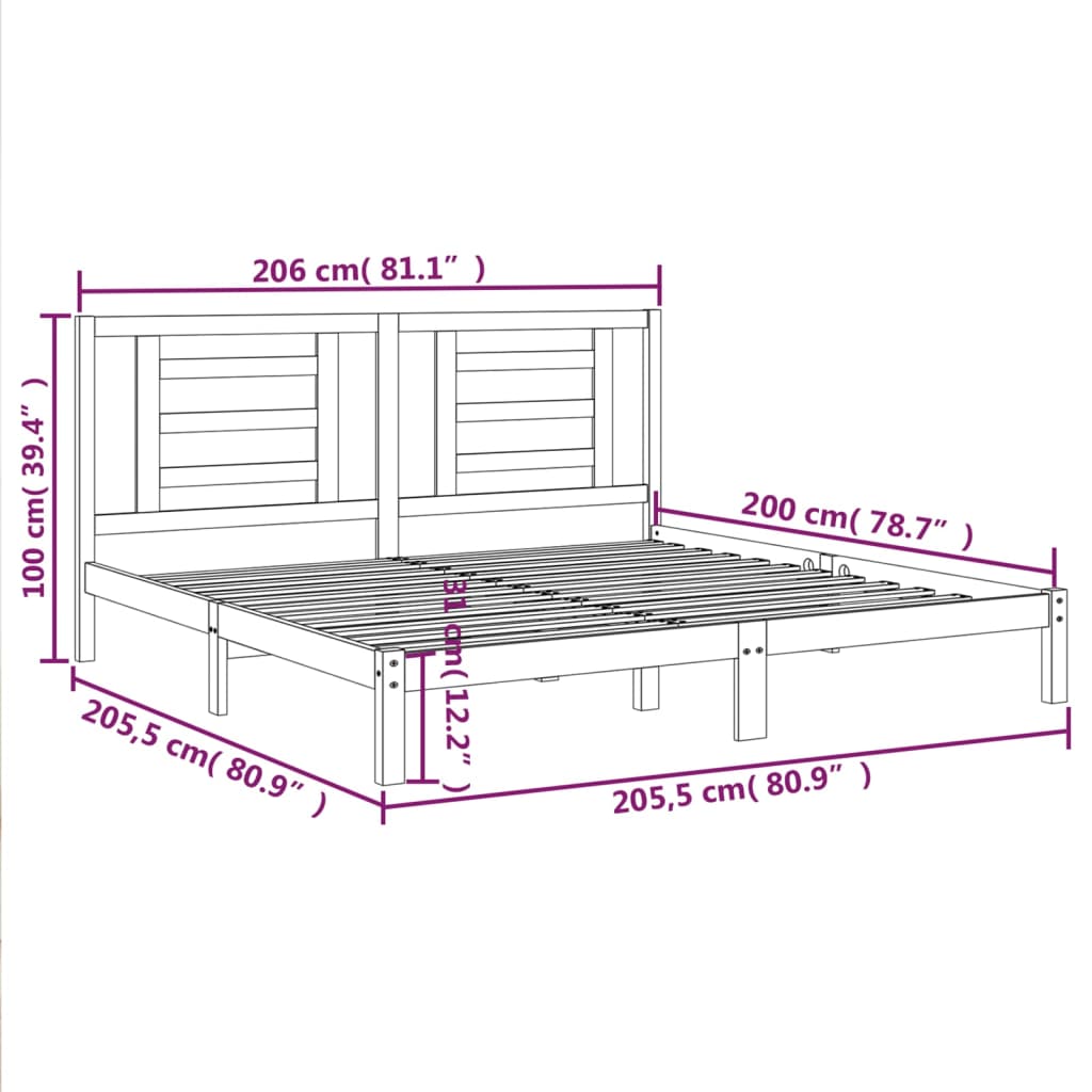 Bedframe massief grenenhout grijs 200x200 cm is nu te koop bij PeponiXL, paradijselijk wonen!