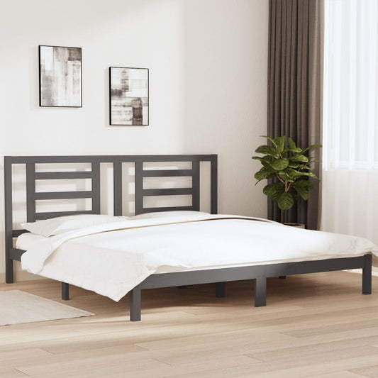 Bedframe massief grenenhout grijs 200x200 cm is nu te koop bij PeponiXL, paradijselijk wonen!