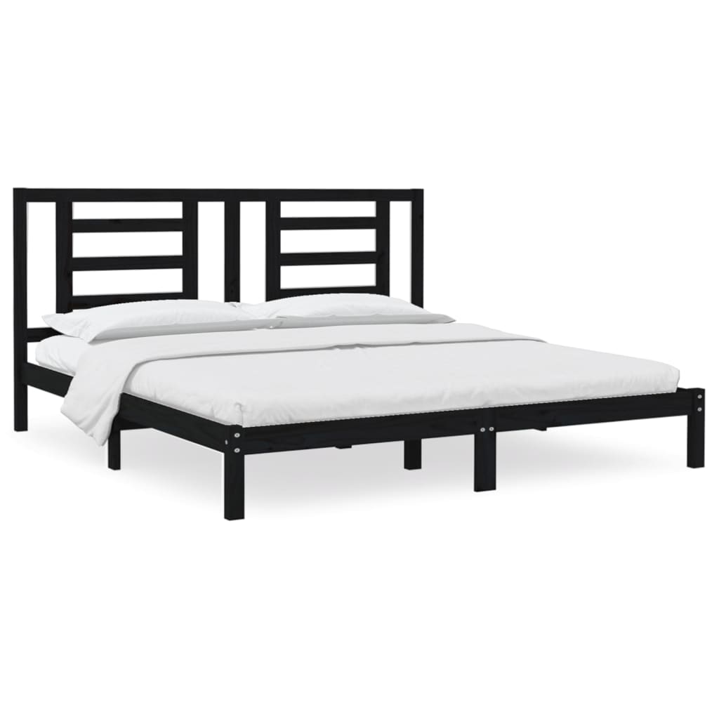 Bedframe massief grenenhout zwart 200x200 cm is nu te koop bij PeponiXL, paradijselijk wonen!