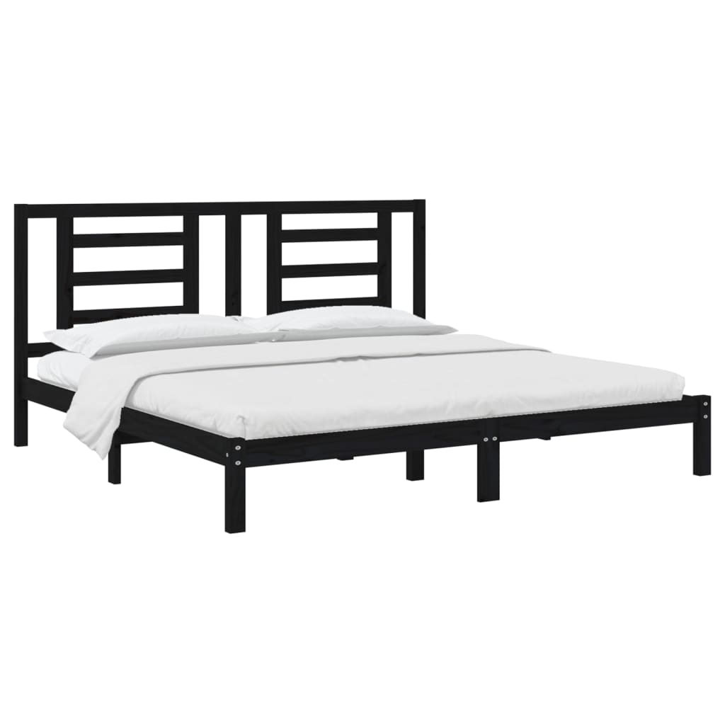 Bedframe massief grenenhout zwart 200x200 cm is nu te koop bij PeponiXL, paradijselijk wonen!