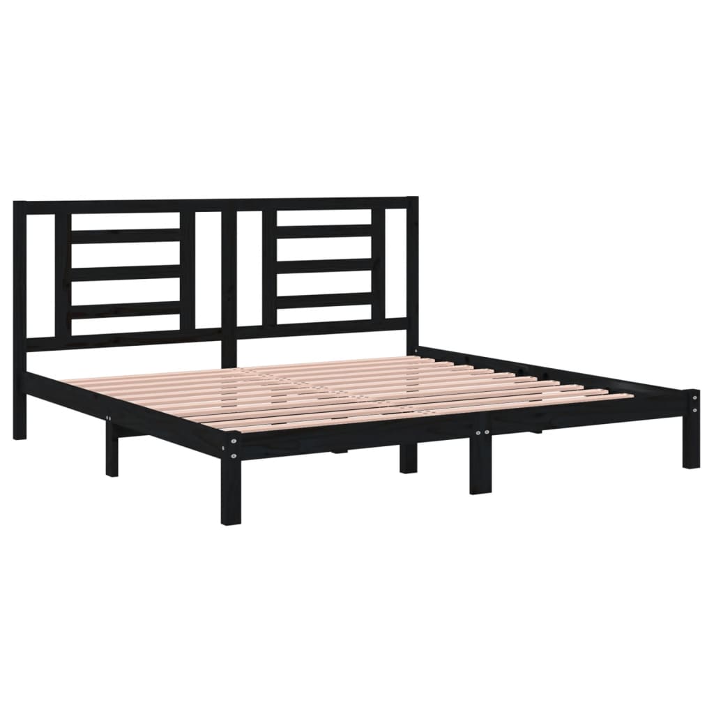 Bedframe massief grenenhout zwart 200x200 cm is nu te koop bij PeponiXL, paradijselijk wonen!