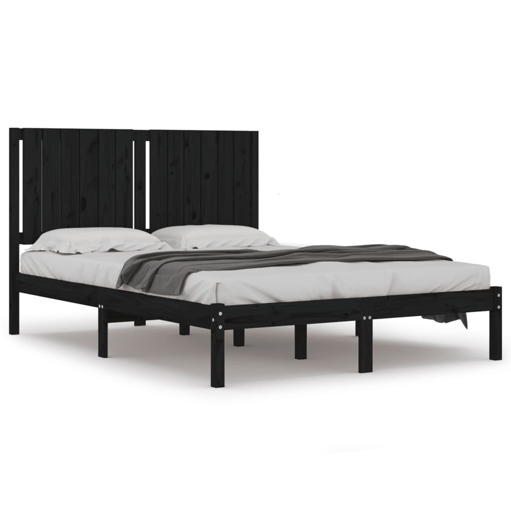 Bedframe massief grenenhout zwart 140x190 cm is nu te koop bij PeponiXL, paradijselijk wonen!