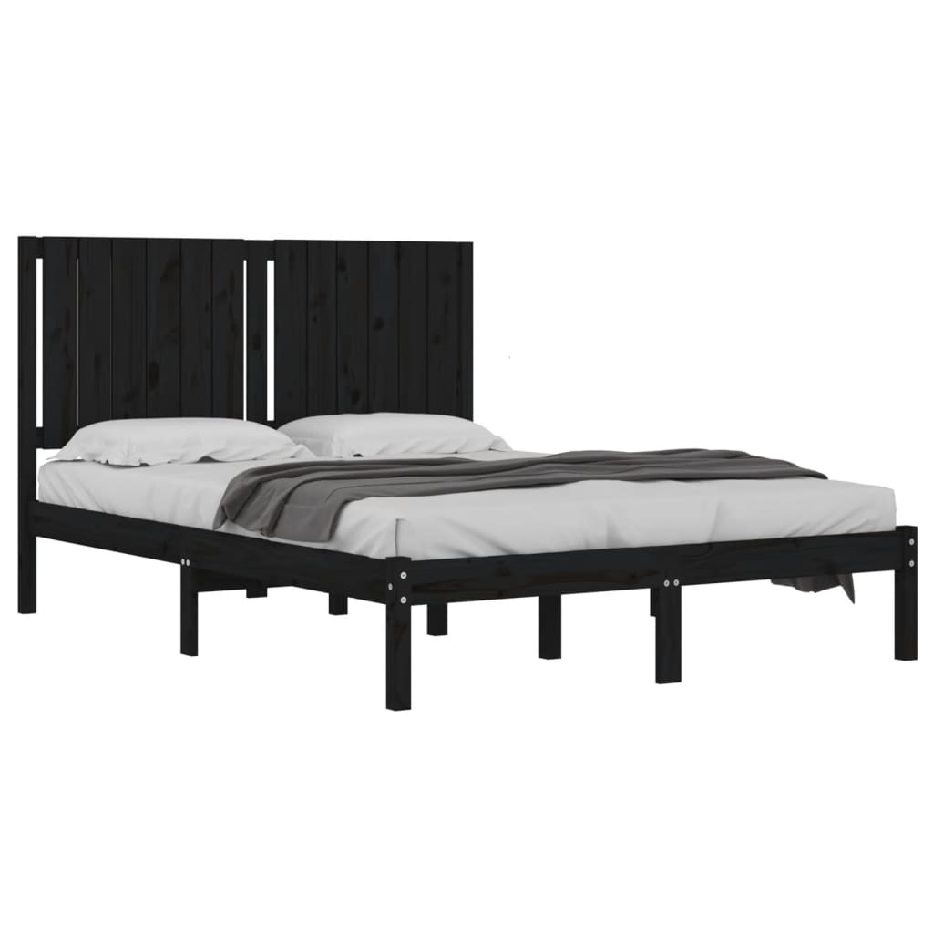 Bedframe massief grenenhout zwart 140x190 cm is nu te koop bij PeponiXL, paradijselijk wonen!