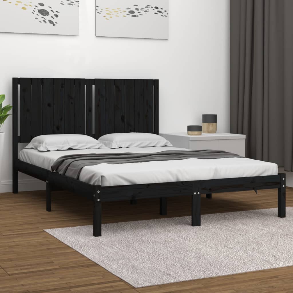 Bedframe massief grenenhout zwart 140x190 cm is nu te koop bij PeponiXL, paradijselijk wonen!