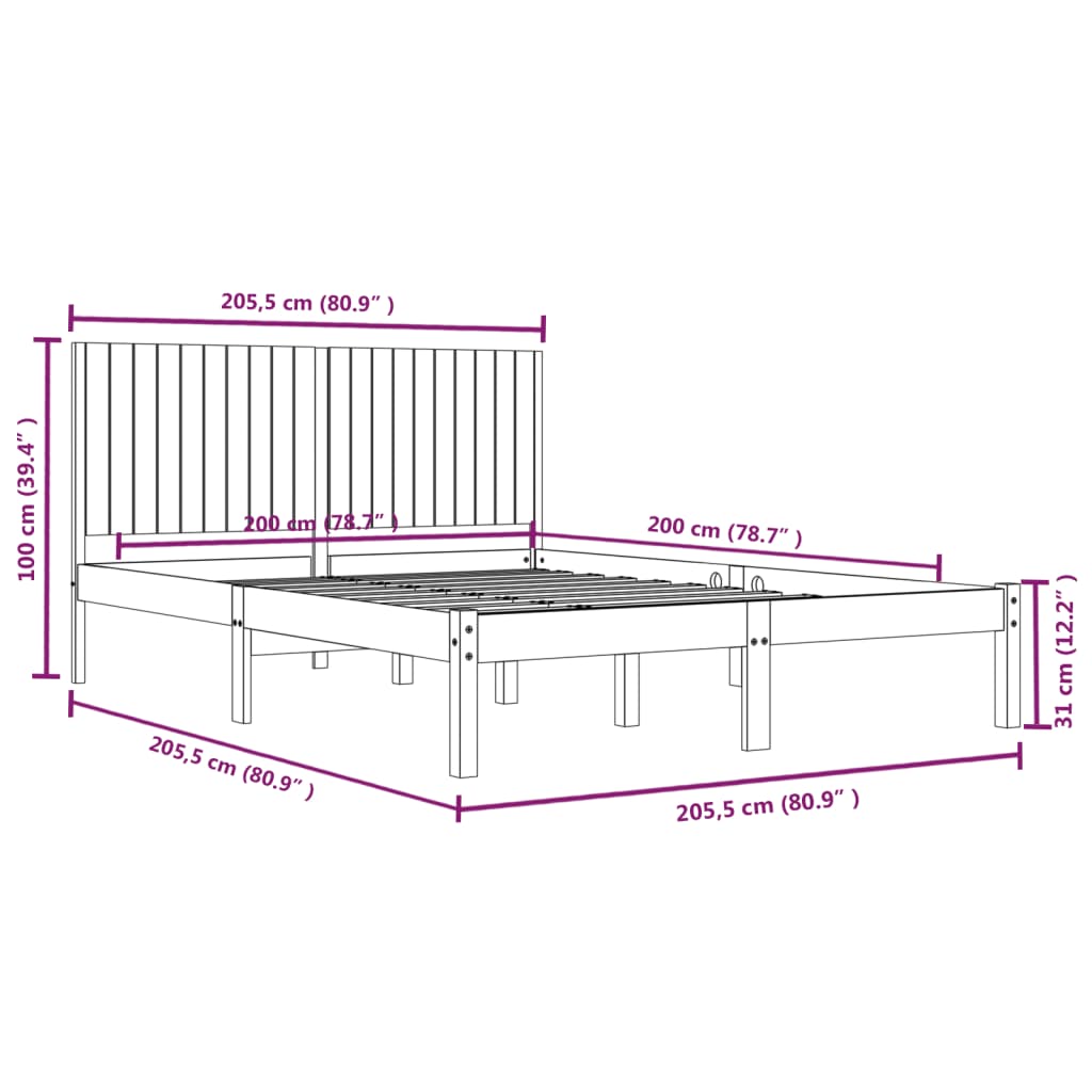 Bedframe zonder matras massief grenenhout wit 200x200 cm is nu te koop bij PeponiXL, paradijselijk wonen!