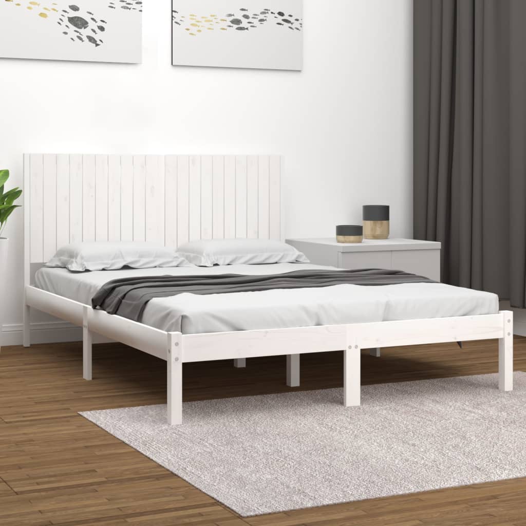 Bedframe zonder matras massief grenenhout wit 200x200 cm is nu te koop bij PeponiXL, paradijselijk wonen!
