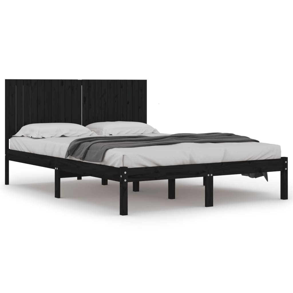 Bedframe massief grenenhout zwart 200x200 cm is nu te koop bij PeponiXL, paradijselijk wonen!