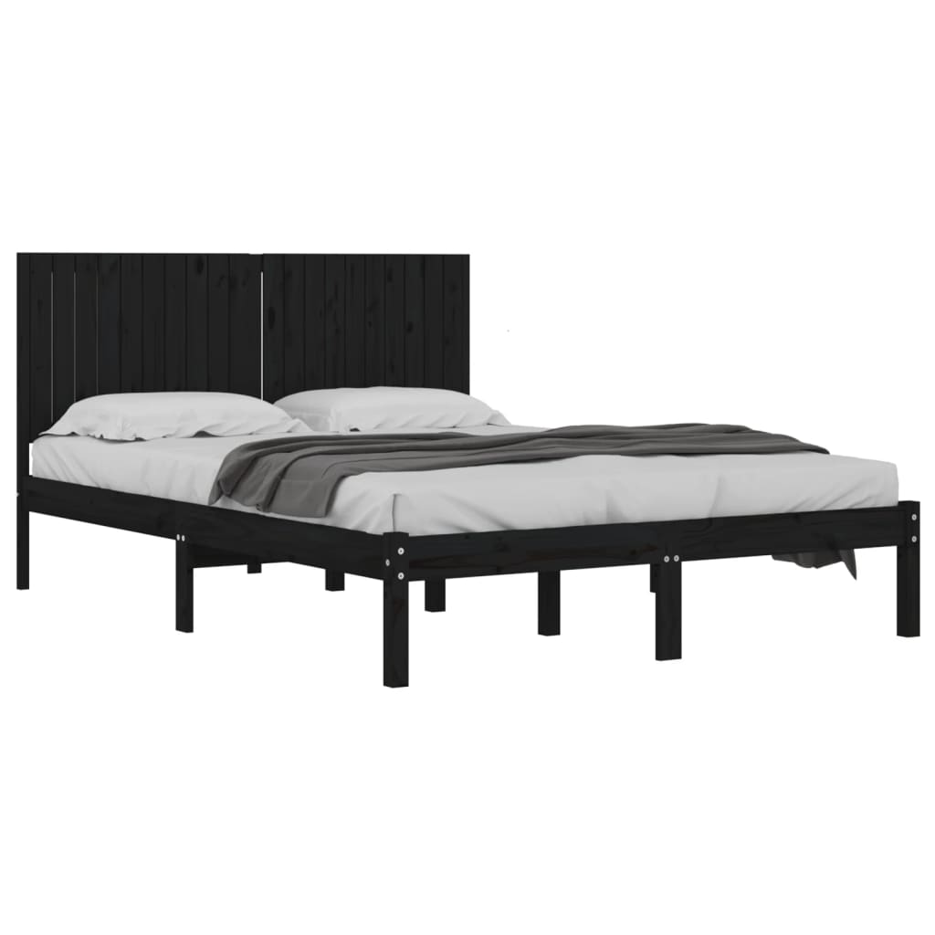 Bedframe massief grenenhout zwart 200x200 cm is nu te koop bij PeponiXL, paradijselijk wonen!