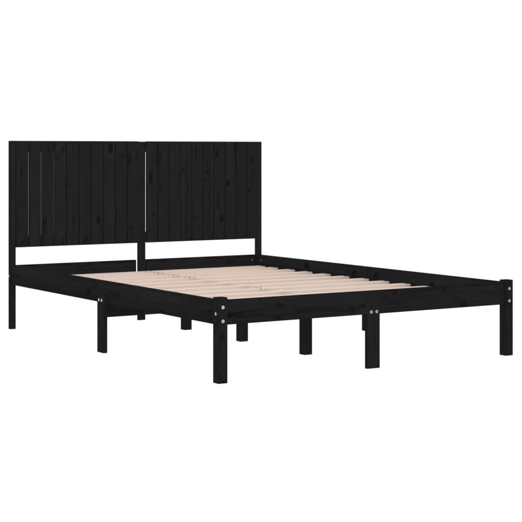 Bedframe massief grenenhout zwart 200x200 cm is nu te koop bij PeponiXL, paradijselijk wonen!