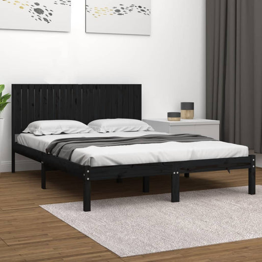 Bedframe massief grenenhout zwart 200x200 cm is nu te koop bij PeponiXL, paradijselijk wonen!