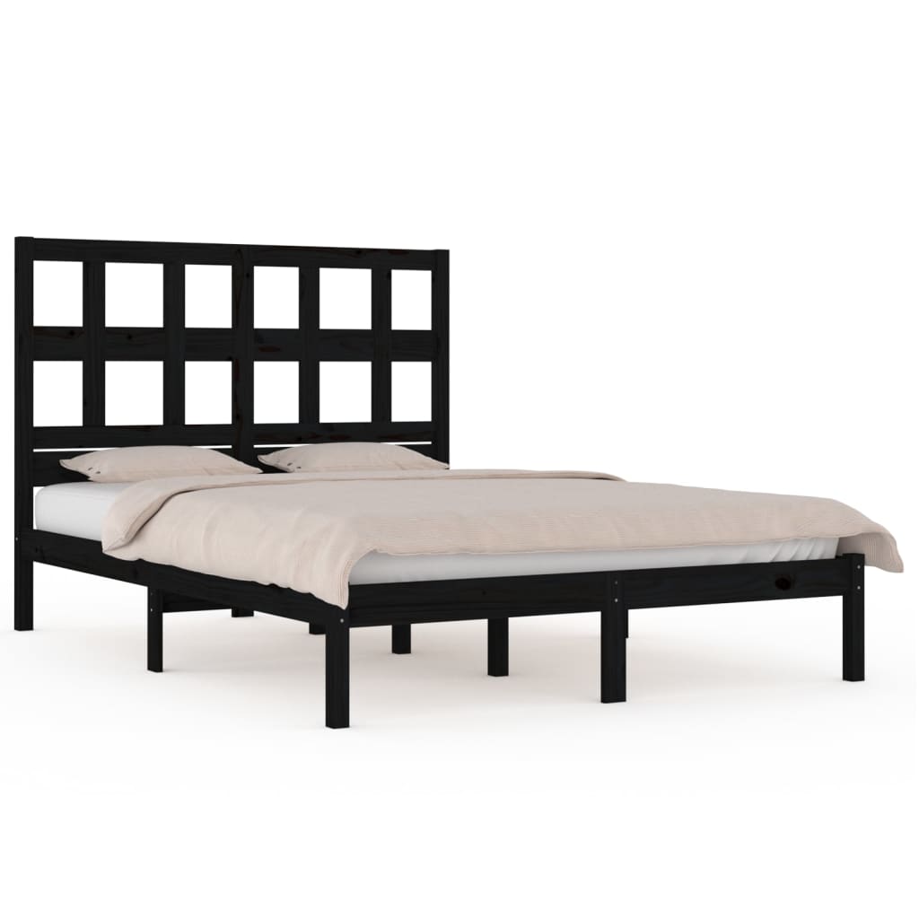 Bedframe massief grenenhout zwart 140x190 cm is nu te koop bij PeponiXL, paradijselijk wonen!
