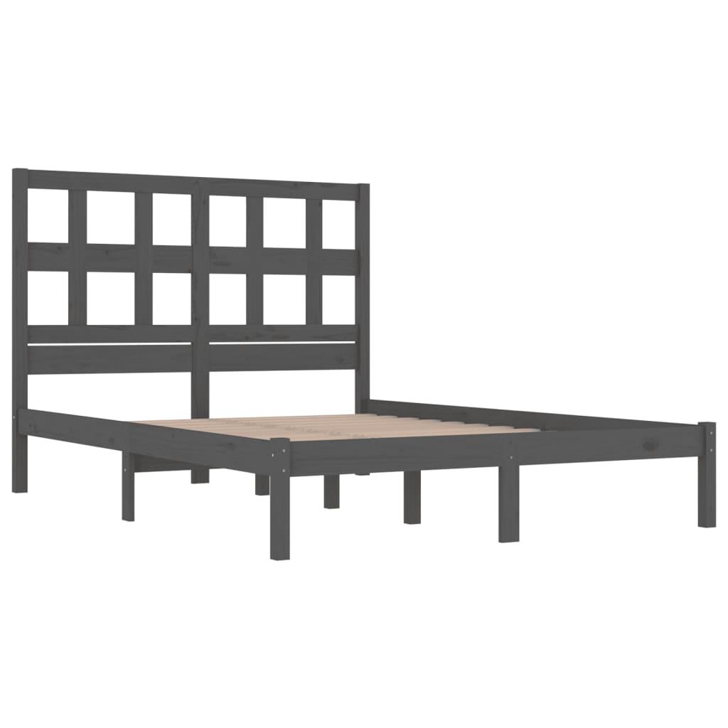 Bedframe massief grenenhout grijs 200x200 cm is nu te koop bij PeponiXL, paradijselijk wonen!