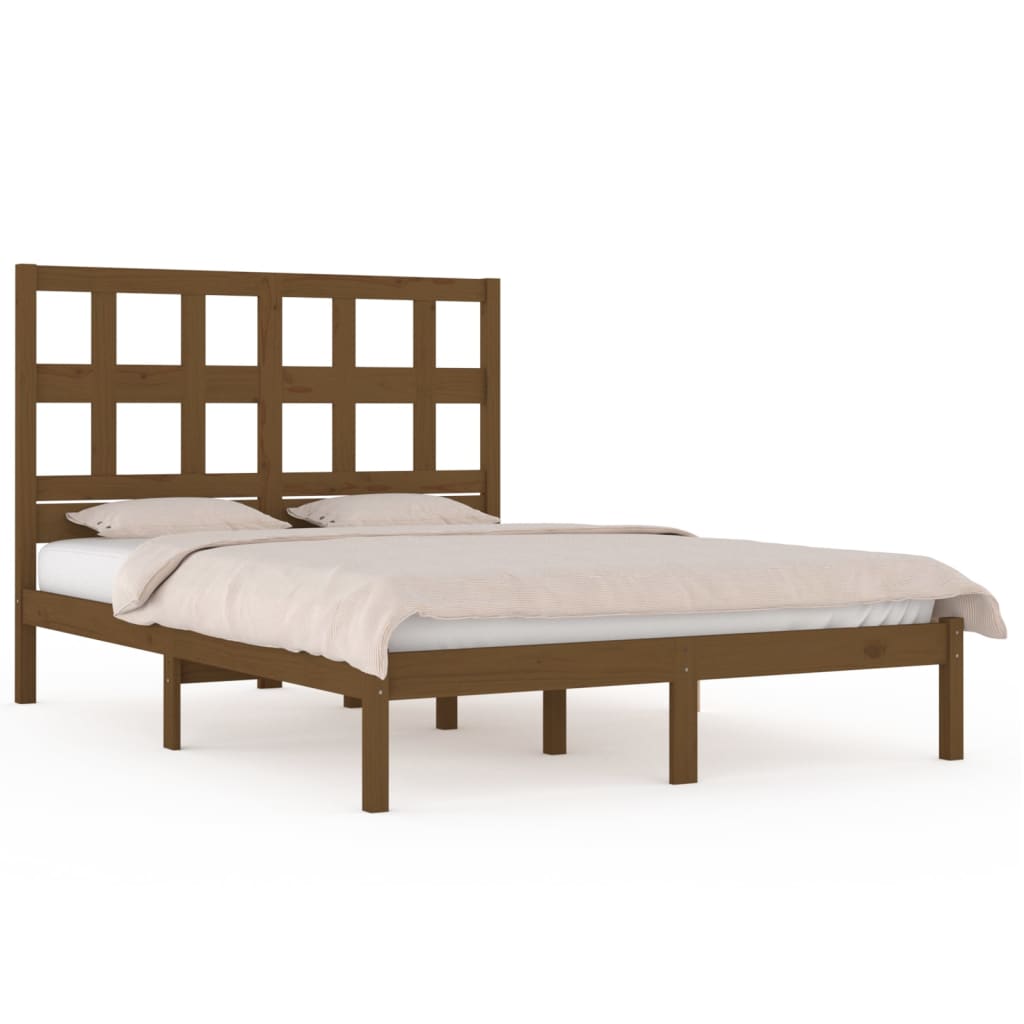 Bedframe massief grenenhout honingbruin 200x200 cm is nu te koop bij PeponiXL, paradijselijk wonen!