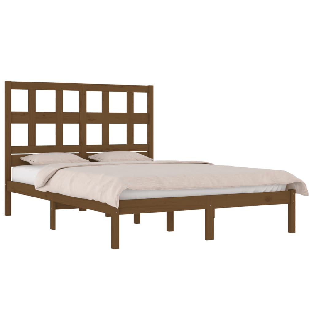 Bedframe massief grenenhout honingbruin 200x200 cm is nu te koop bij PeponiXL, paradijselijk wonen!