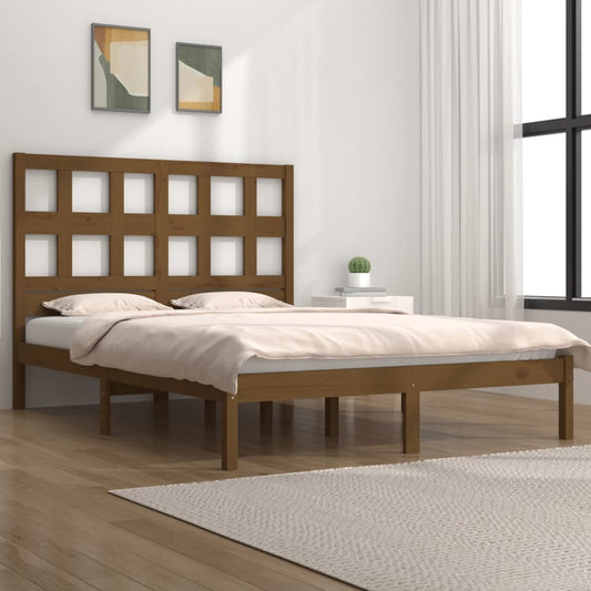 Bedframe massief grenenhout honingbruin 200x200 cm is nu te koop bij PeponiXL, paradijselijk wonen!