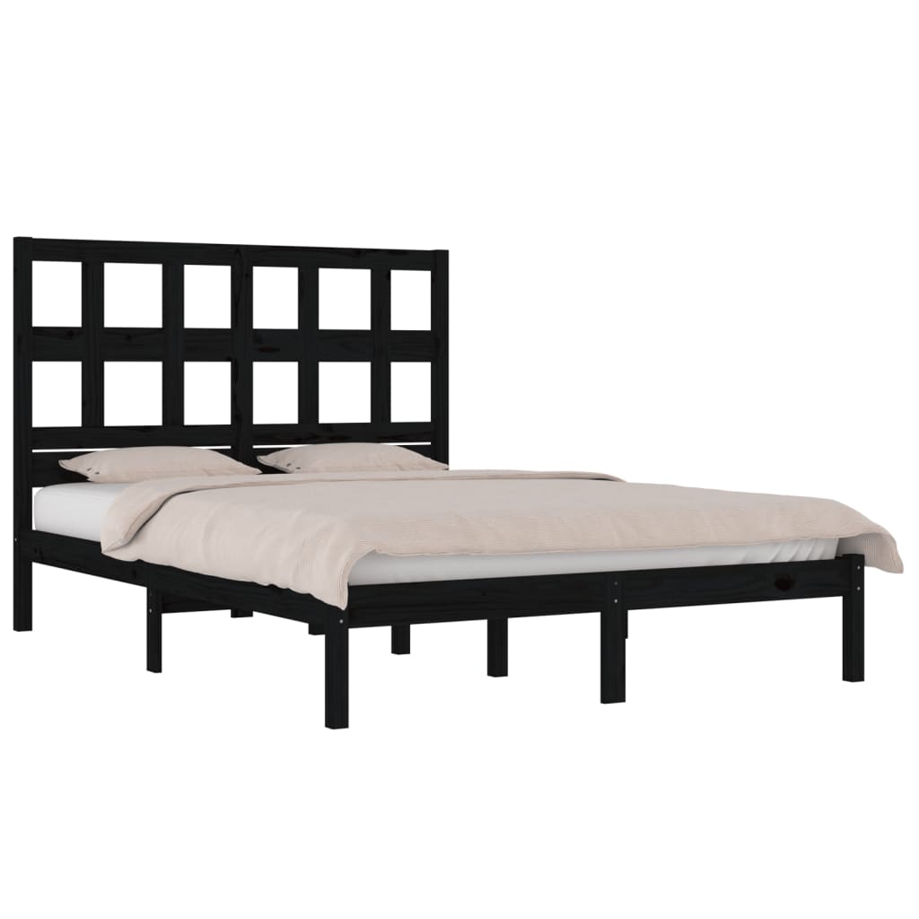 Bedframe massief grenenhout zwart 200x200 cm is nu te koop bij PeponiXL, paradijselijk wonen!