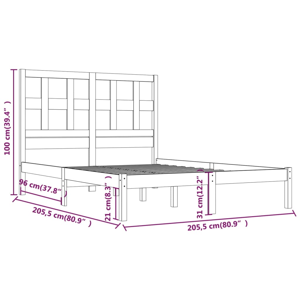 Bedframe massief grenenhout zwart 200x200 cm is nu te koop bij PeponiXL, paradijselijk wonen!