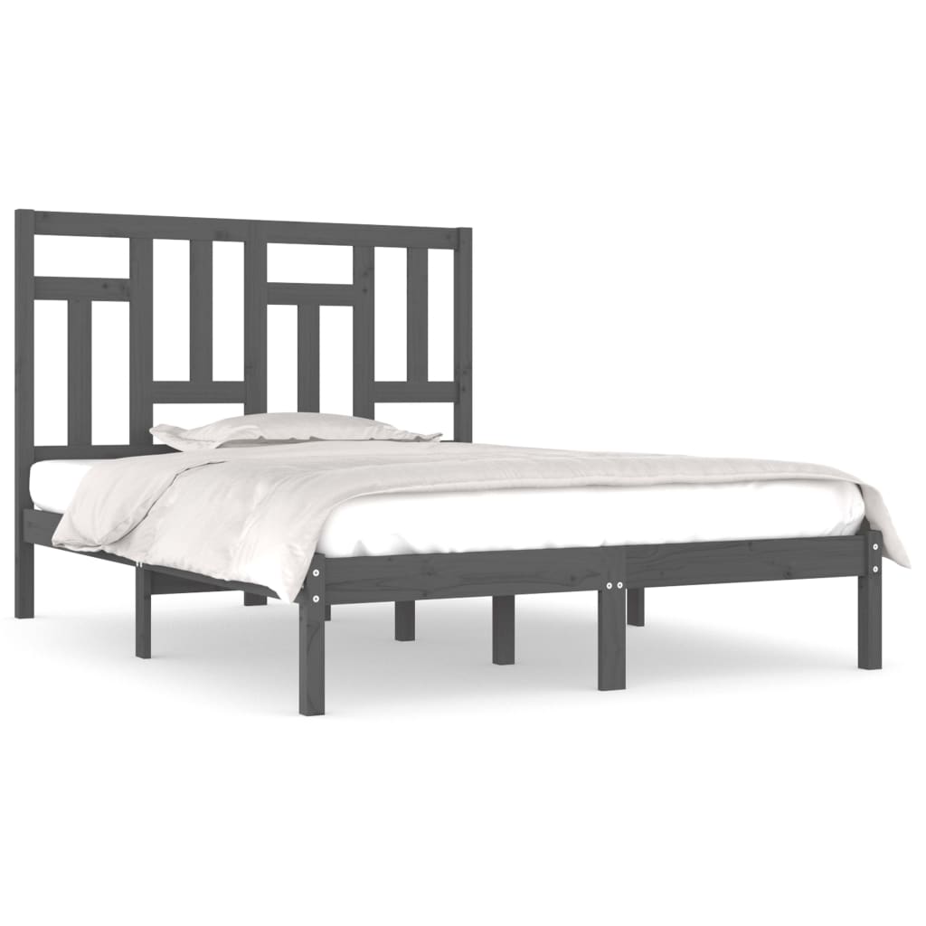 Bedframe massief grenenhout grijs 200x200 cm is nu te koop bij PeponiXL, paradijselijk wonen!
