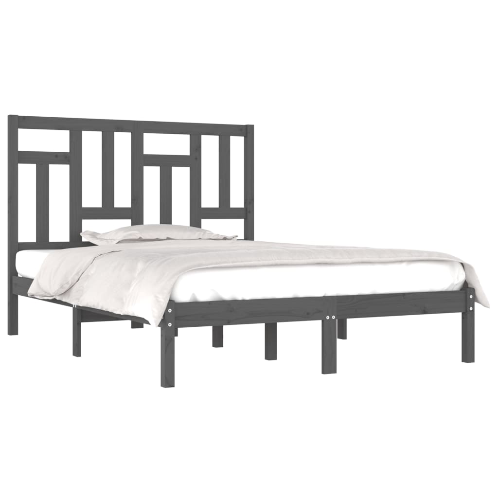 Bedframe massief grenenhout grijs 200x200 cm is nu te koop bij PeponiXL, paradijselijk wonen!