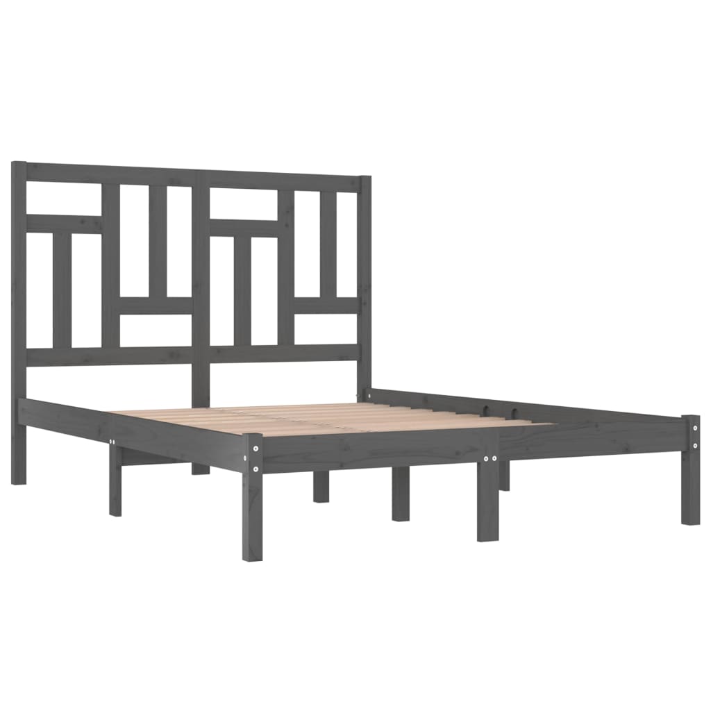 Bedframe massief grenenhout grijs 200x200 cm is nu te koop bij PeponiXL, paradijselijk wonen!