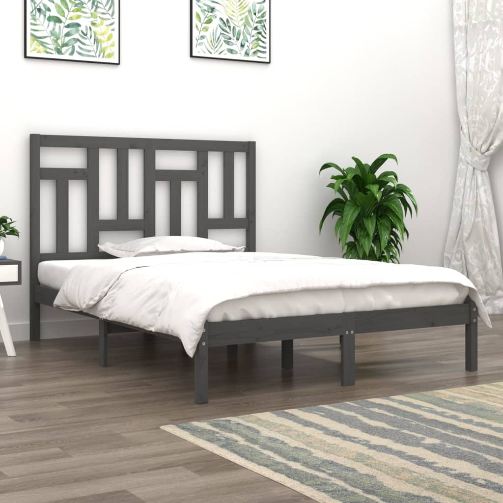 Bedframe massief grenenhout grijs 200x200 cm is nu te koop bij PeponiXL, paradijselijk wonen!