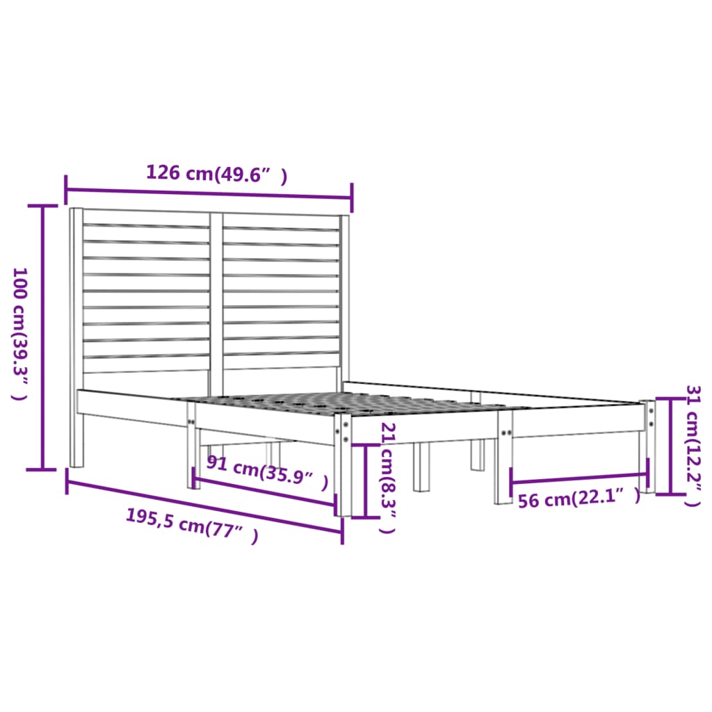 Bedframe massief hout 120x190 cm is nu te koop bij PeponiXL, paradijselijk wonen!