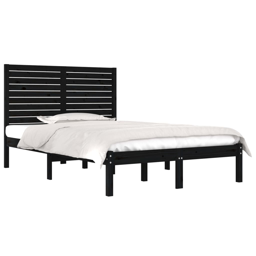 Bedframe massief hout zwart 135x190 cm is nu te koop bij PeponiXL, paradijselijk wonen!