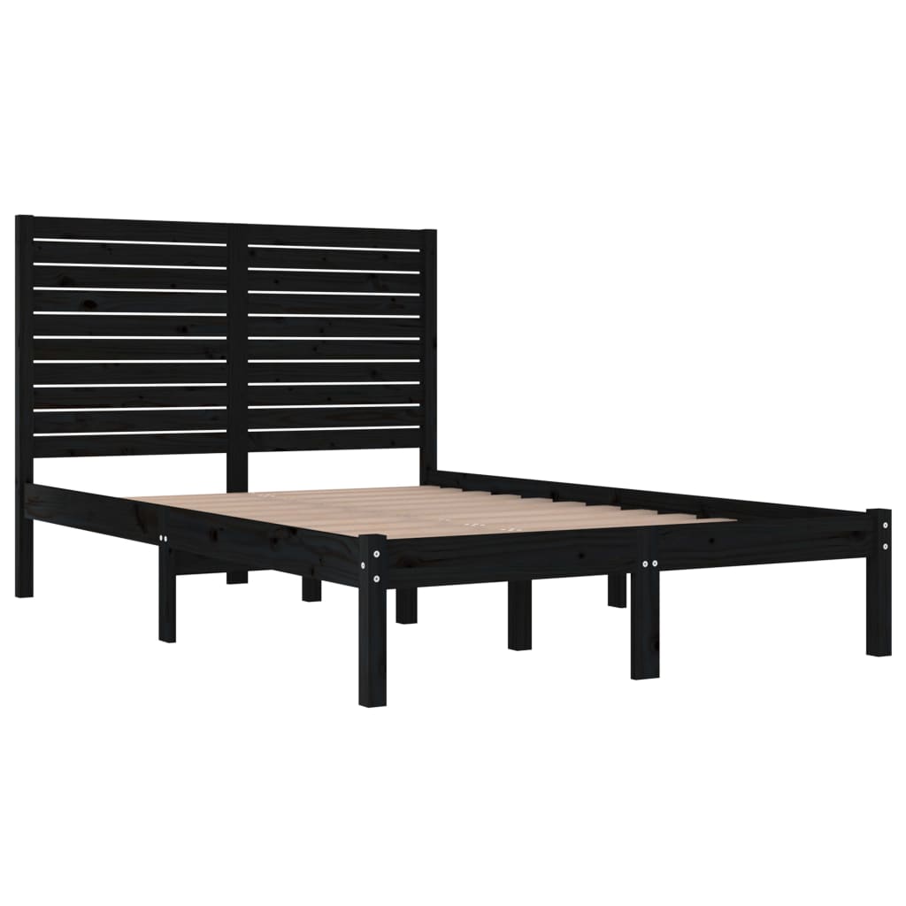Bedframe massief hout zwart 135x190 cm is nu te koop bij PeponiXL, paradijselijk wonen!