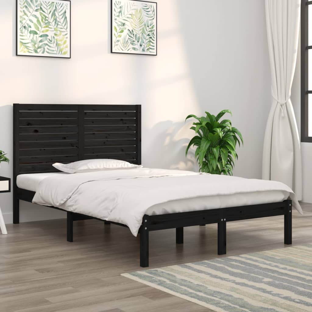 Bedframe massief hout zwart 135x190 cm is nu te koop bij PeponiXL, paradijselijk wonen!