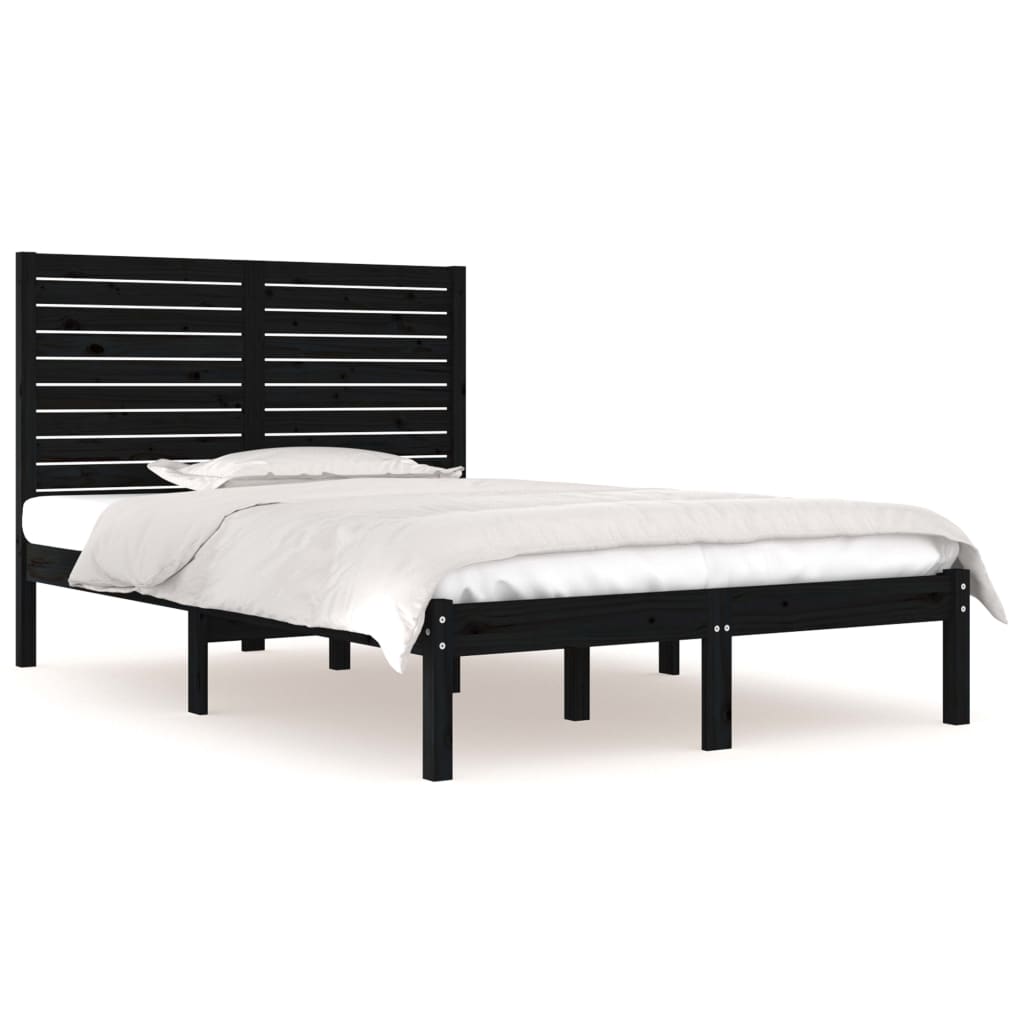 Bedframe massief hout zwart 140x190 cm is nu te koop bij PeponiXL, paradijselijk wonen!
