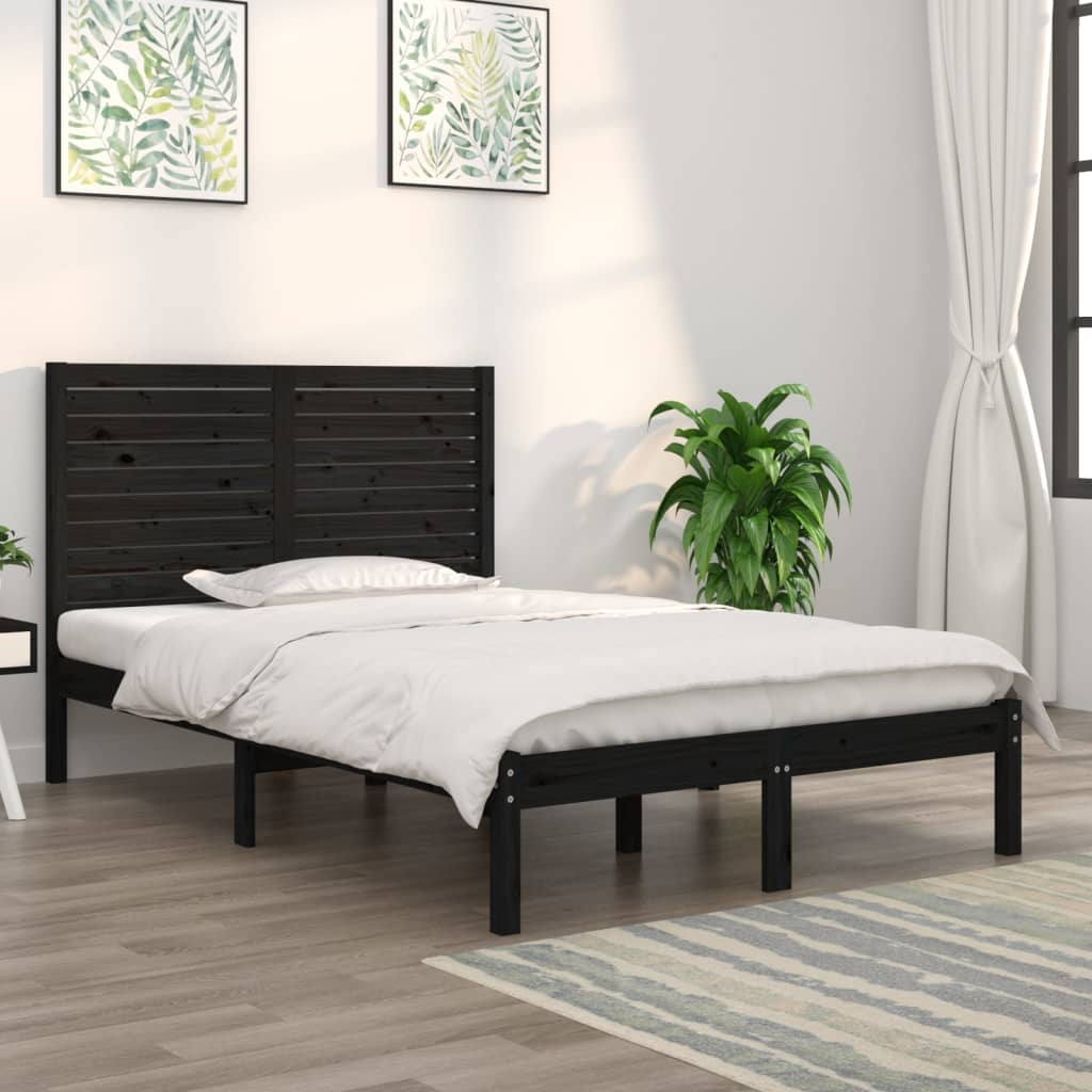 Bedframe massief hout zwart 140x190 cm is nu te koop bij PeponiXL, paradijselijk wonen!