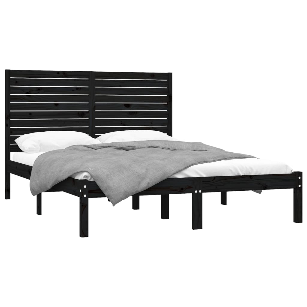 Bedframe massief hout zwart 150x200 cm is nu te koop bij PeponiXL, paradijselijk wonen!