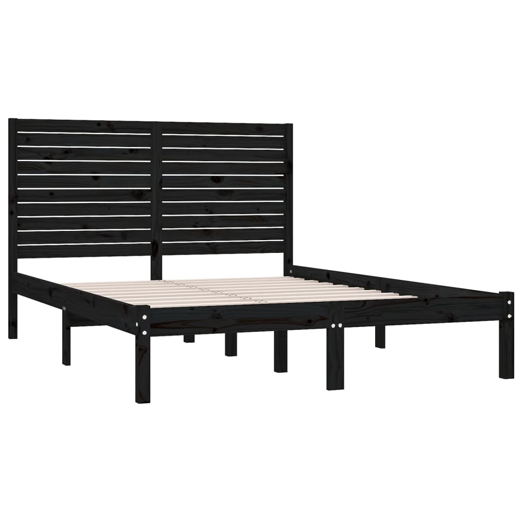 Bedframe massief hout zwart 150x200 cm is nu te koop bij PeponiXL, paradijselijk wonen!
