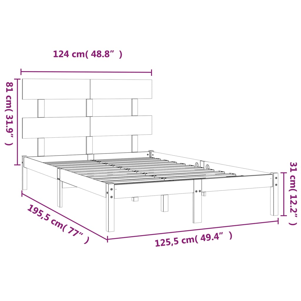 Bedframe massief hout 120x190 cm is nu te koop bij PeponiXL, paradijselijk wonen!